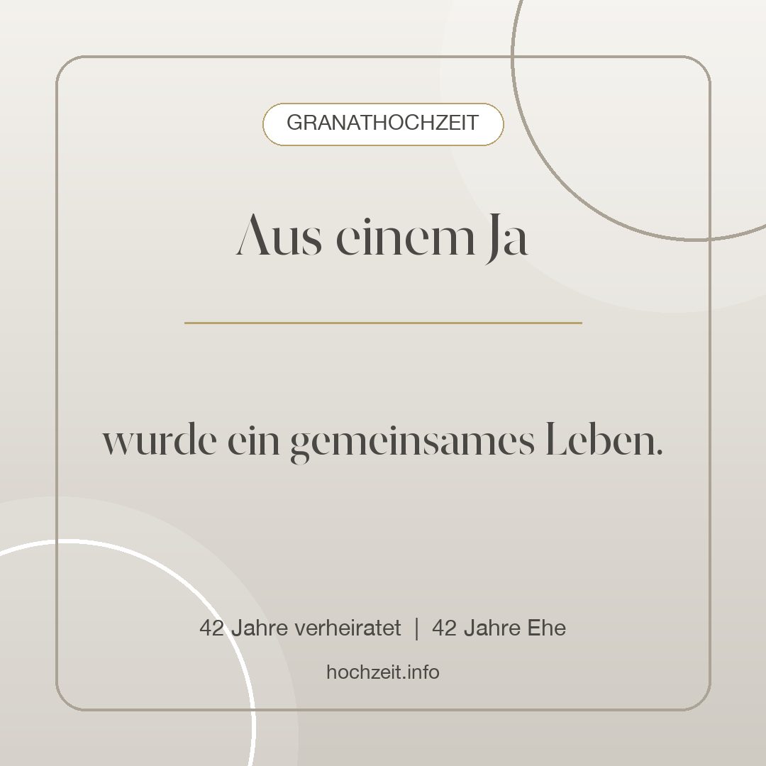 Granathochzeit Bild: Aus einem Ja - 42 Jahre verheiratet, 42 Jahre Ehe
