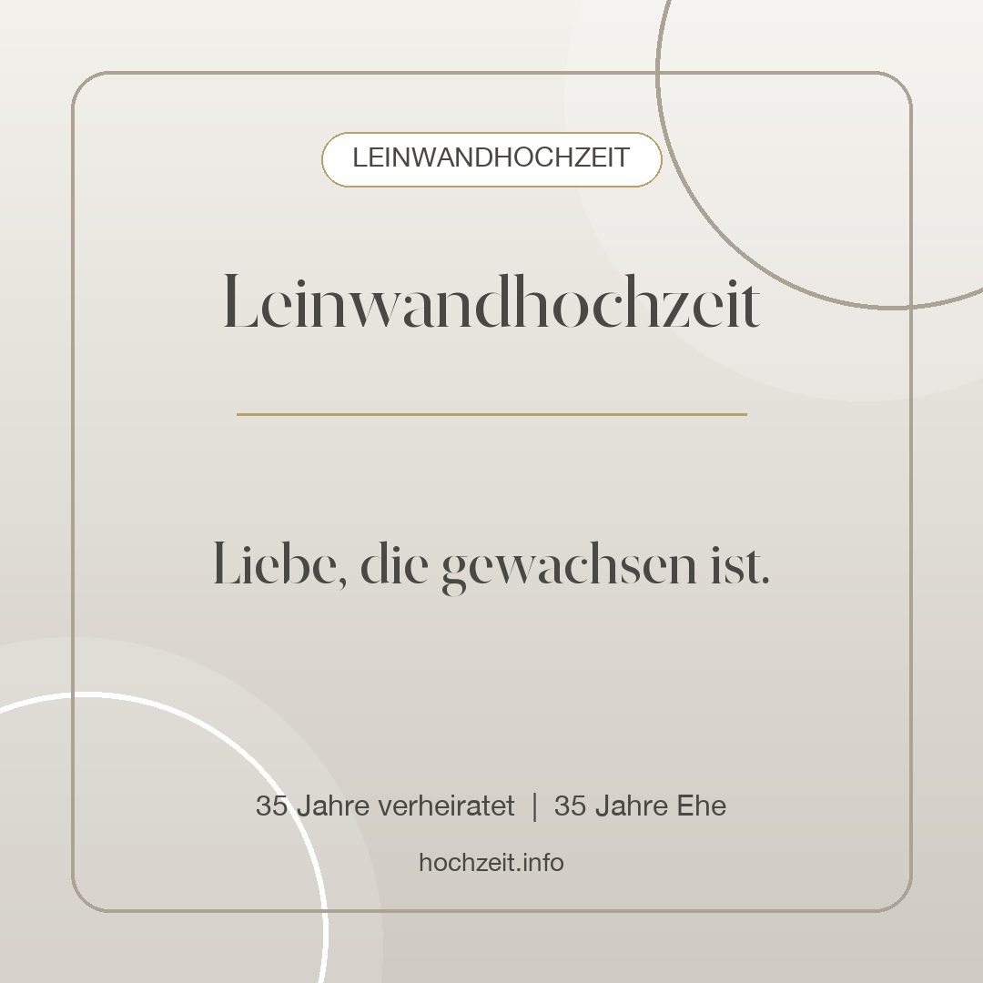 Leinwandhochzeit Bild: Leinwandhochzeit - 35 Jahre verheiratet, 35 Jahre Ehe