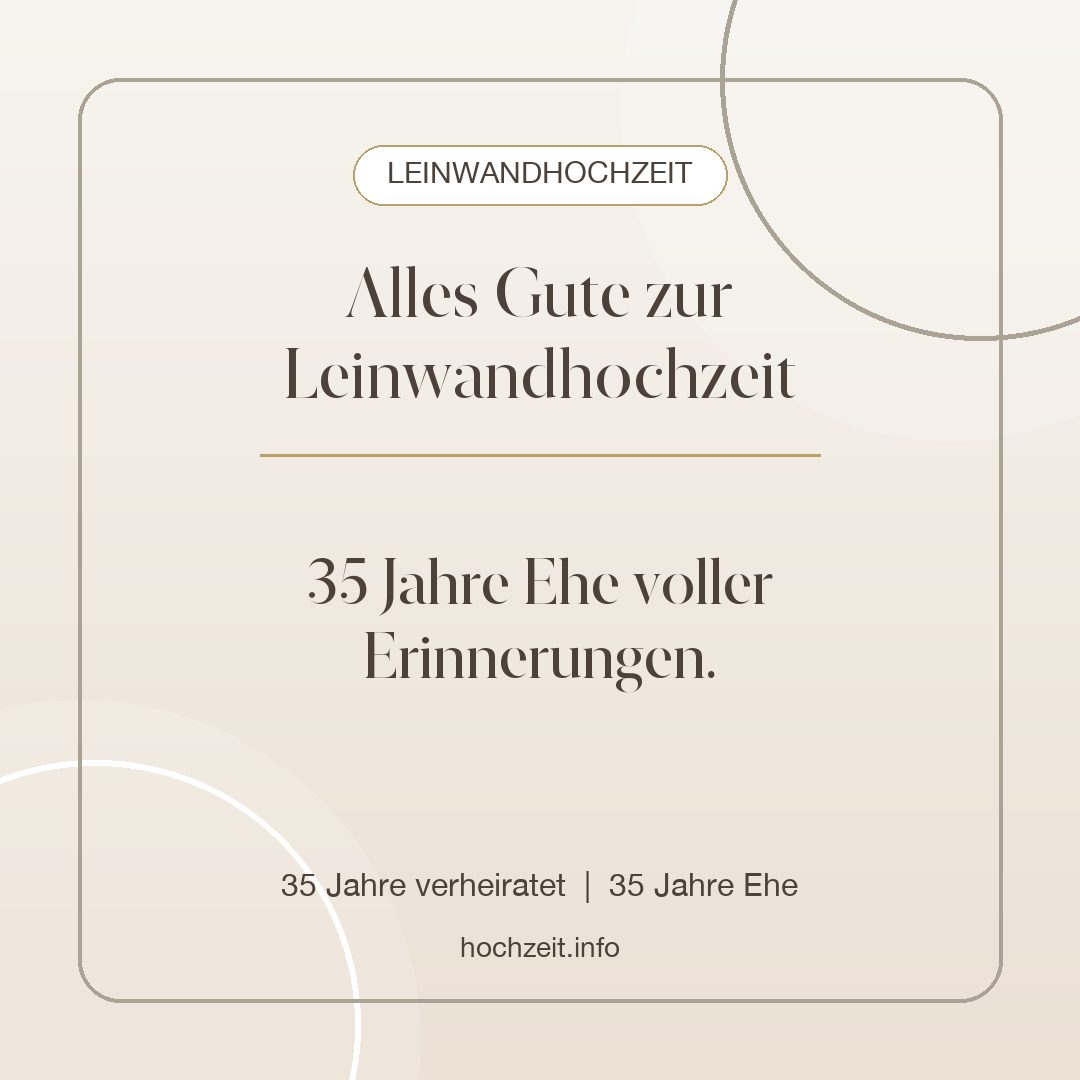 Leinwandhochzeit Bild: Alles Gute zur Leinwandhochzeit - 35 Jahre verheiratet, 35 Jahre Ehe